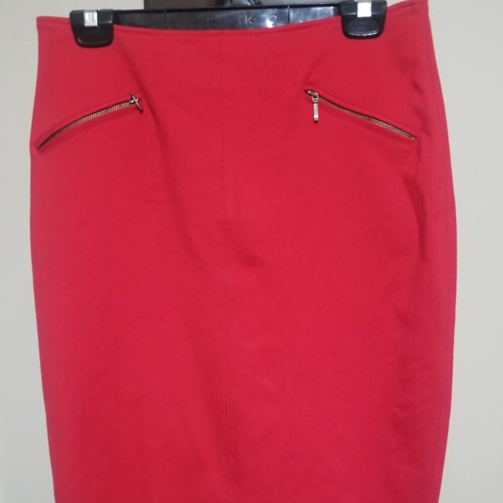 THALIAN Skirt Women's Fashion Red Pencil Business, Knee, Casual Size 6 Stretch